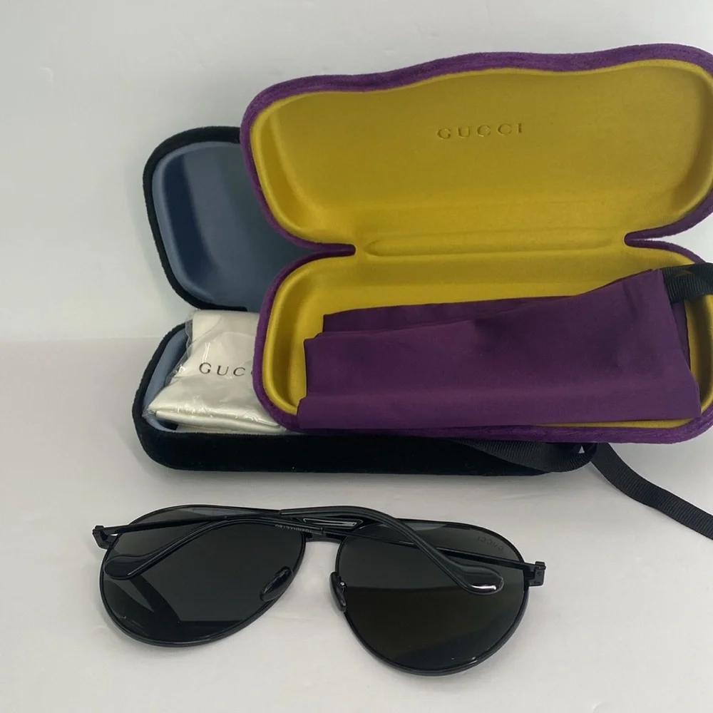 New Authentic Gucci Black Aviator Sunglasses GG0908S-004 65